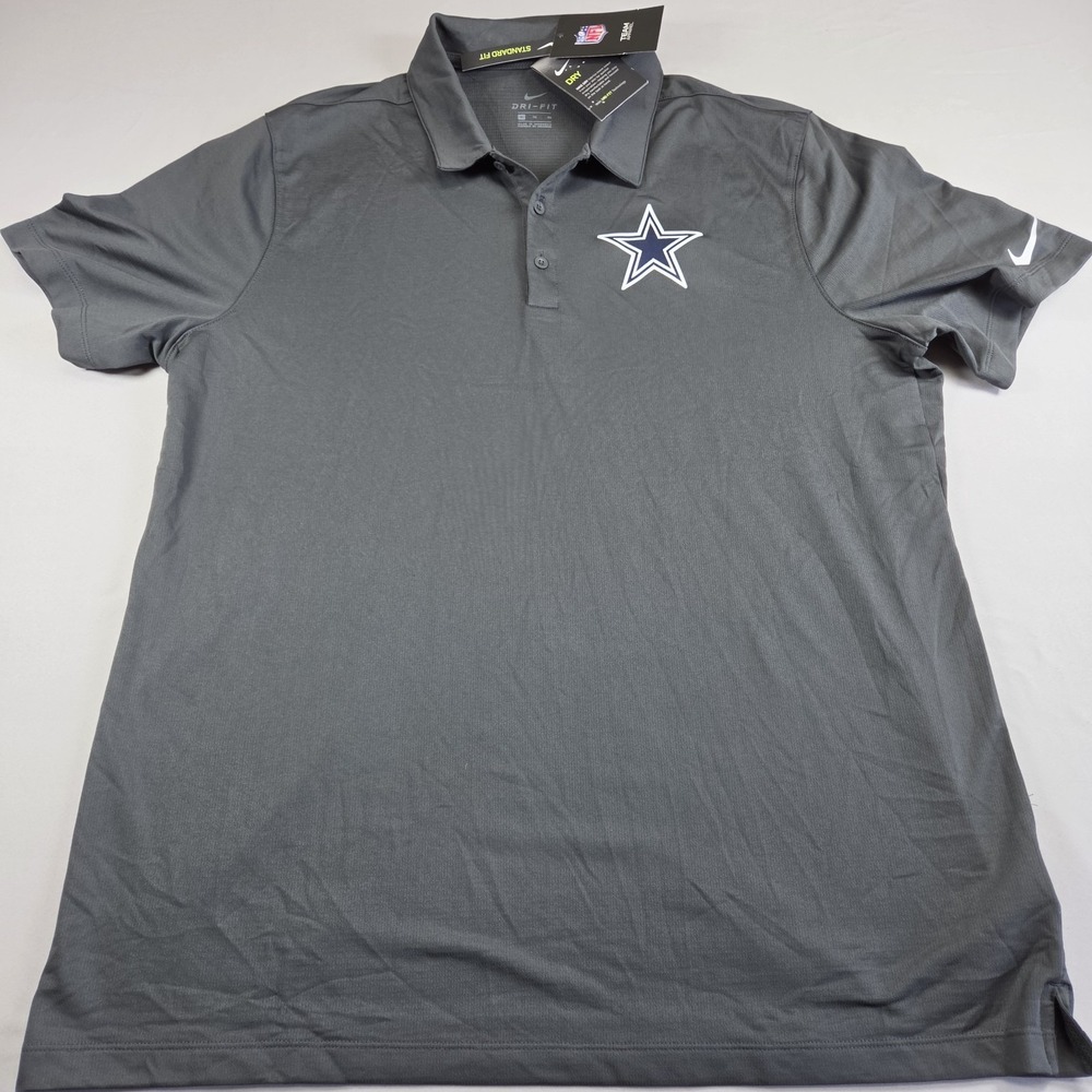 Dallas Cowboys Polo Shirt Mens XL Gray NFL Football Dri Fit Nike Short Sleeve